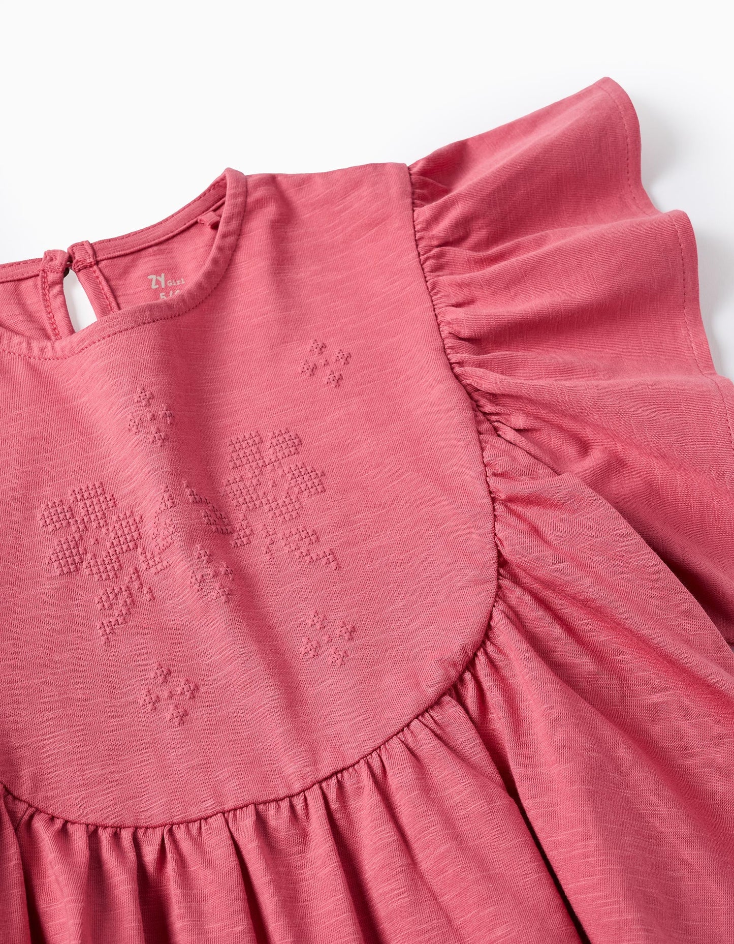 Conjunto blusa rosa con pantalon ancho flores bordadas
