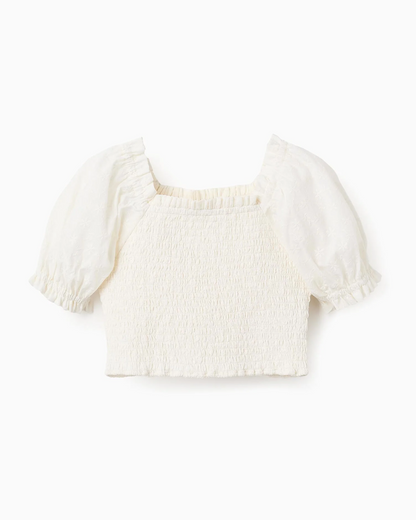 Conjunto Blusa Manga Volada, Pantalón de Popelín con Pliegue