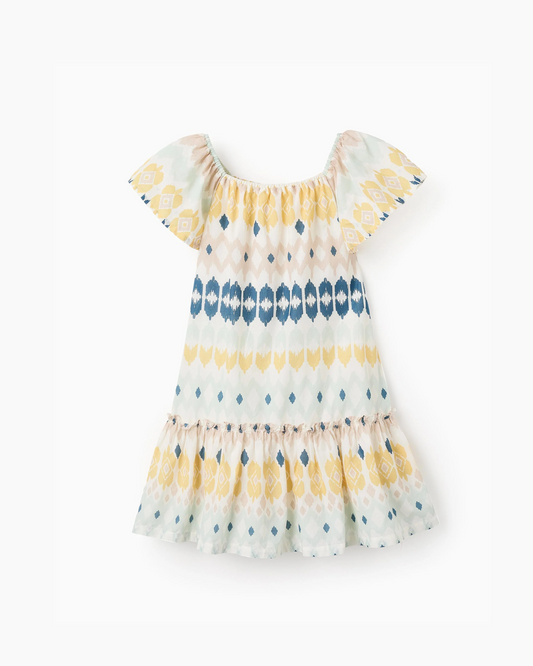 Vestido con Estampado Étnico para Niña, Multicolor