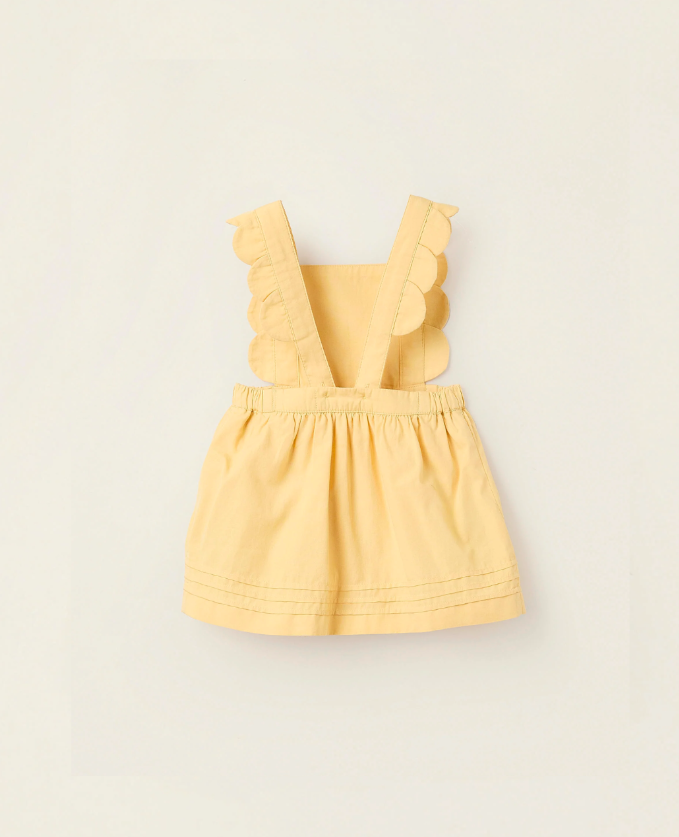 Set vestido y peto amarillo para niña