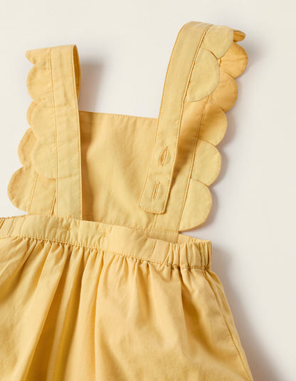 Set vestido y peto amarillo para niña