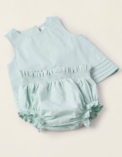 Top + Cubrepañal con Volantes para Recién Nacida, Azul