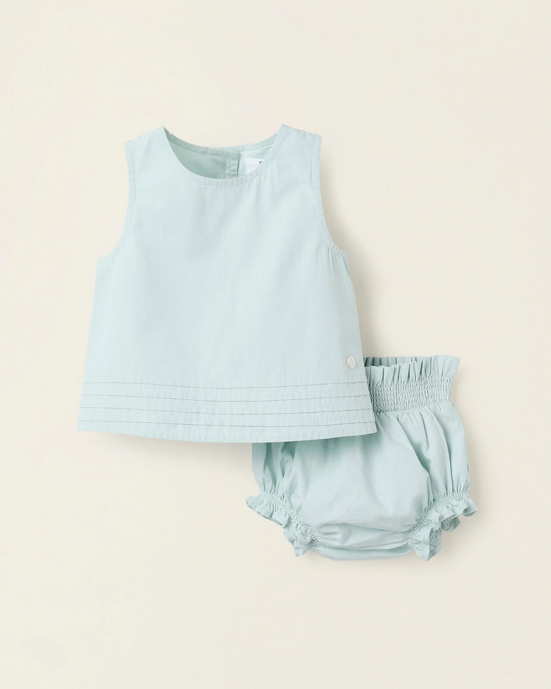 Top + Cubrepañal con Volantes para Recién Nacida, Azul