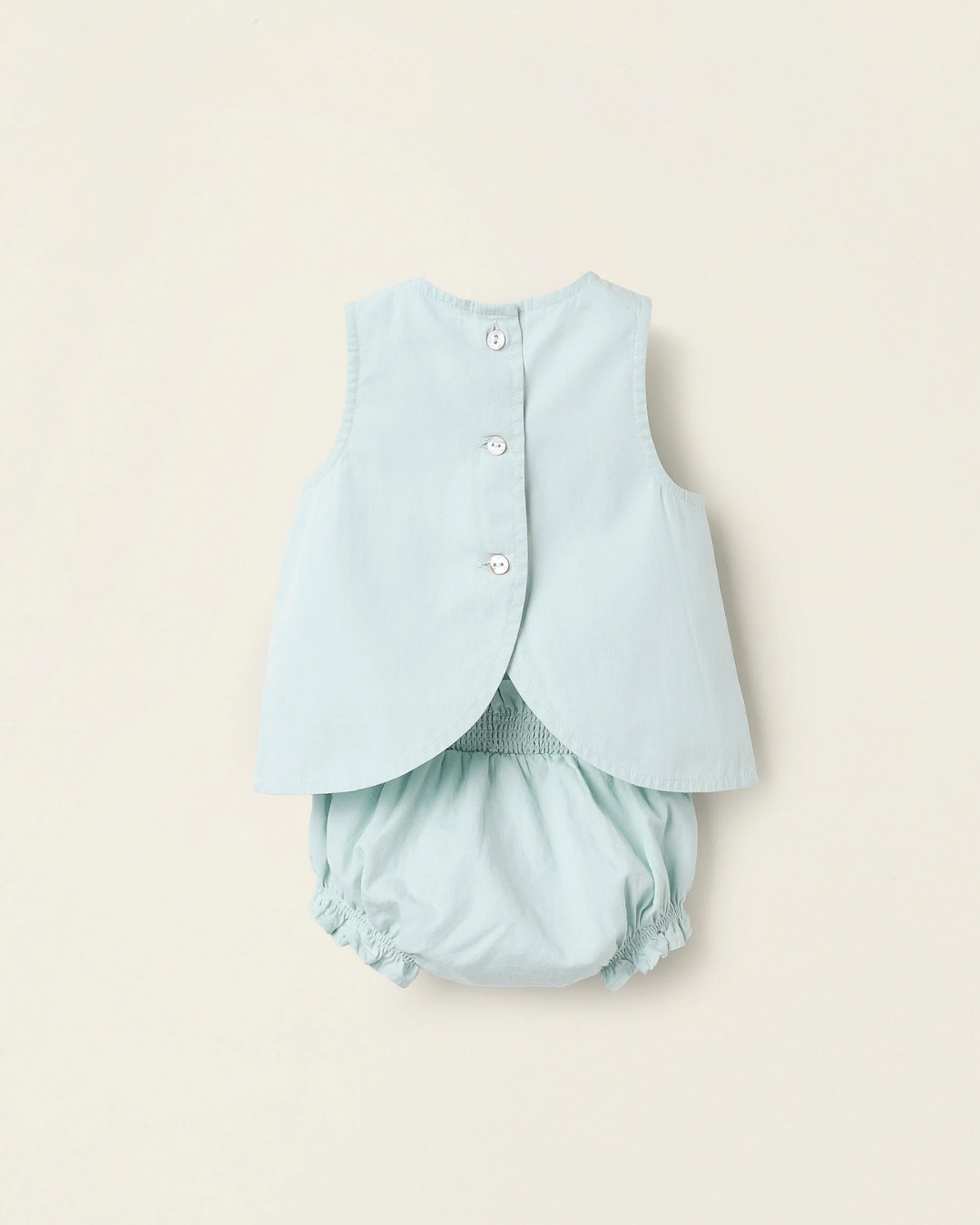 Top + Cubrepañal con Volantes para Recién Nacida, Azul