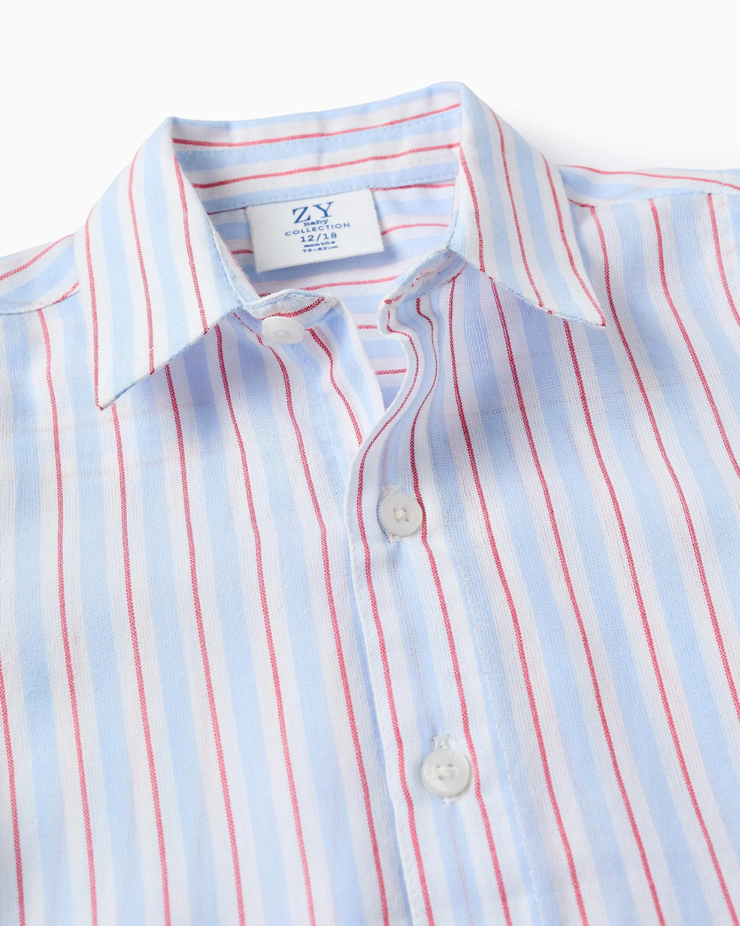 Camisa de Algodón a Rayas para Bebé Niño, Blanco/Azul/Rojo