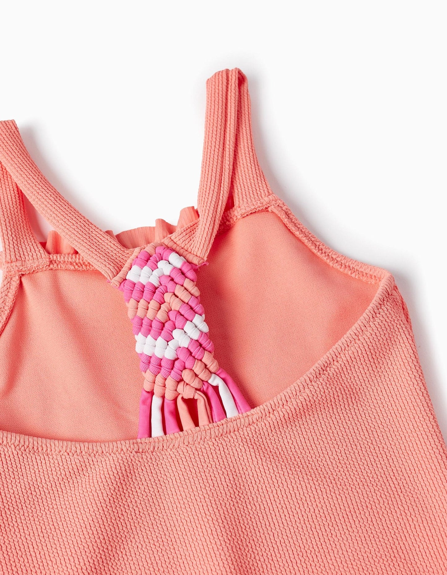 traje de baño una pieza coral, espalda tejida