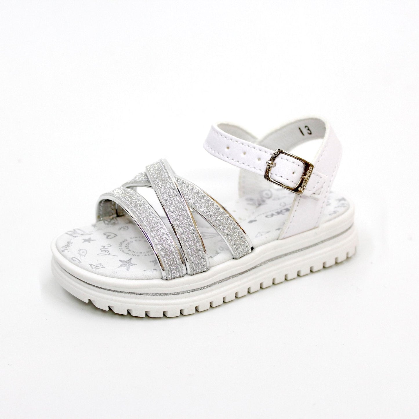 huarache tiras plata, suela ancha plástica