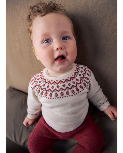 Conjunto jersey y polaina color ciruela para bebe