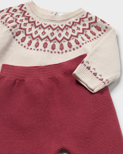 Conjunto jersey y polaina color ciruela para bebe