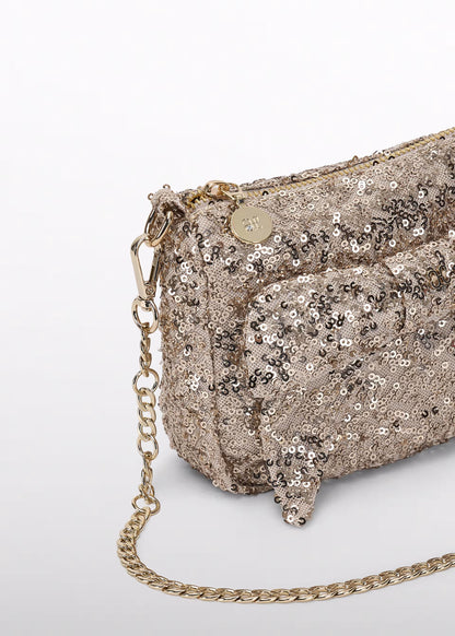 Bolso lentejuela champagne moño niña Abel&lula
