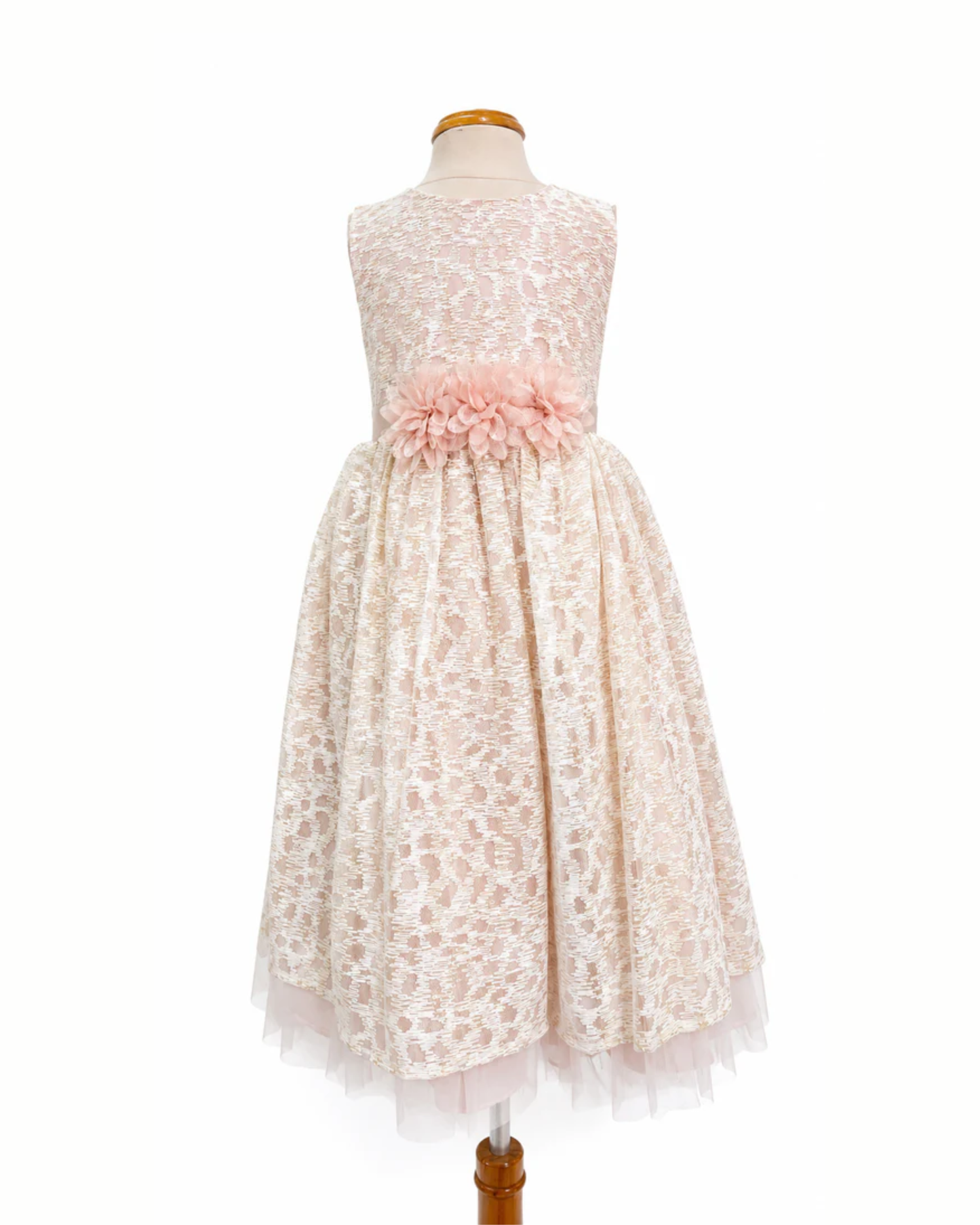 Vestido Ivory Tul Bordado 3 Flores