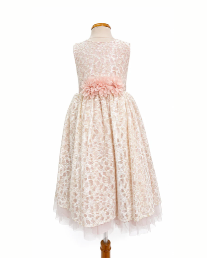 Vestido Ivory Tul Bordado 3 Flores