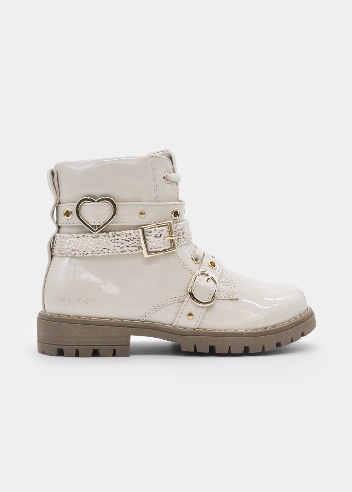 botin biker crudo charol para niña