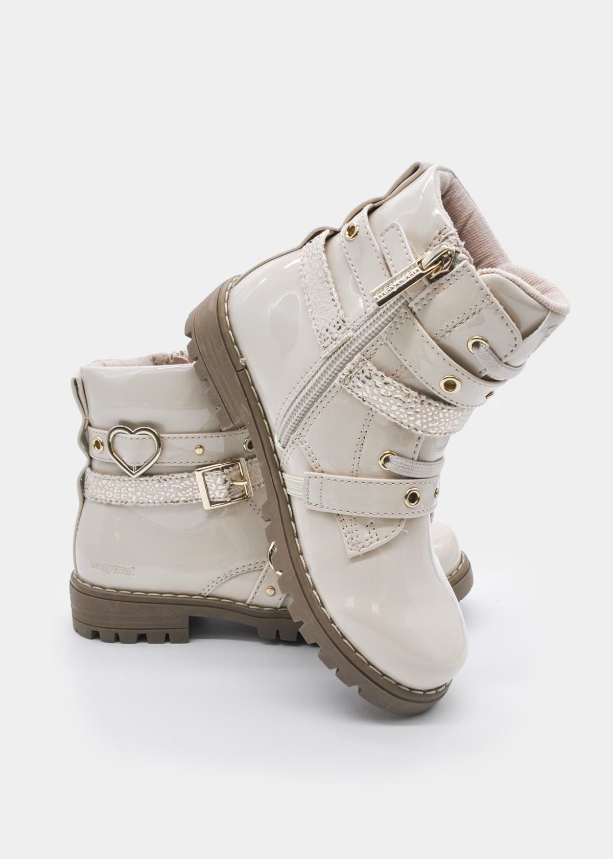 botin biker crudo charol para niña
