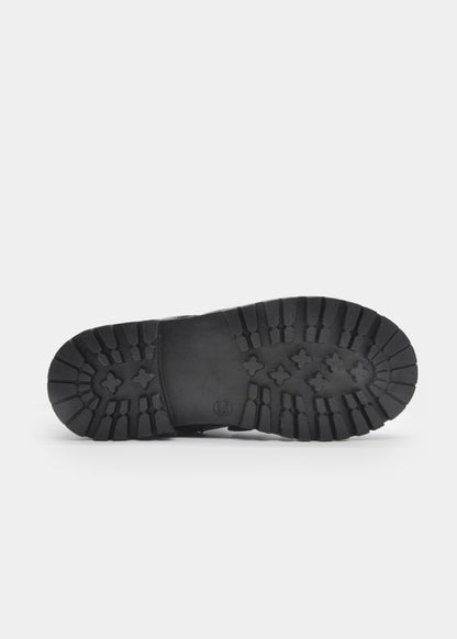 botin biker negro charol para niña