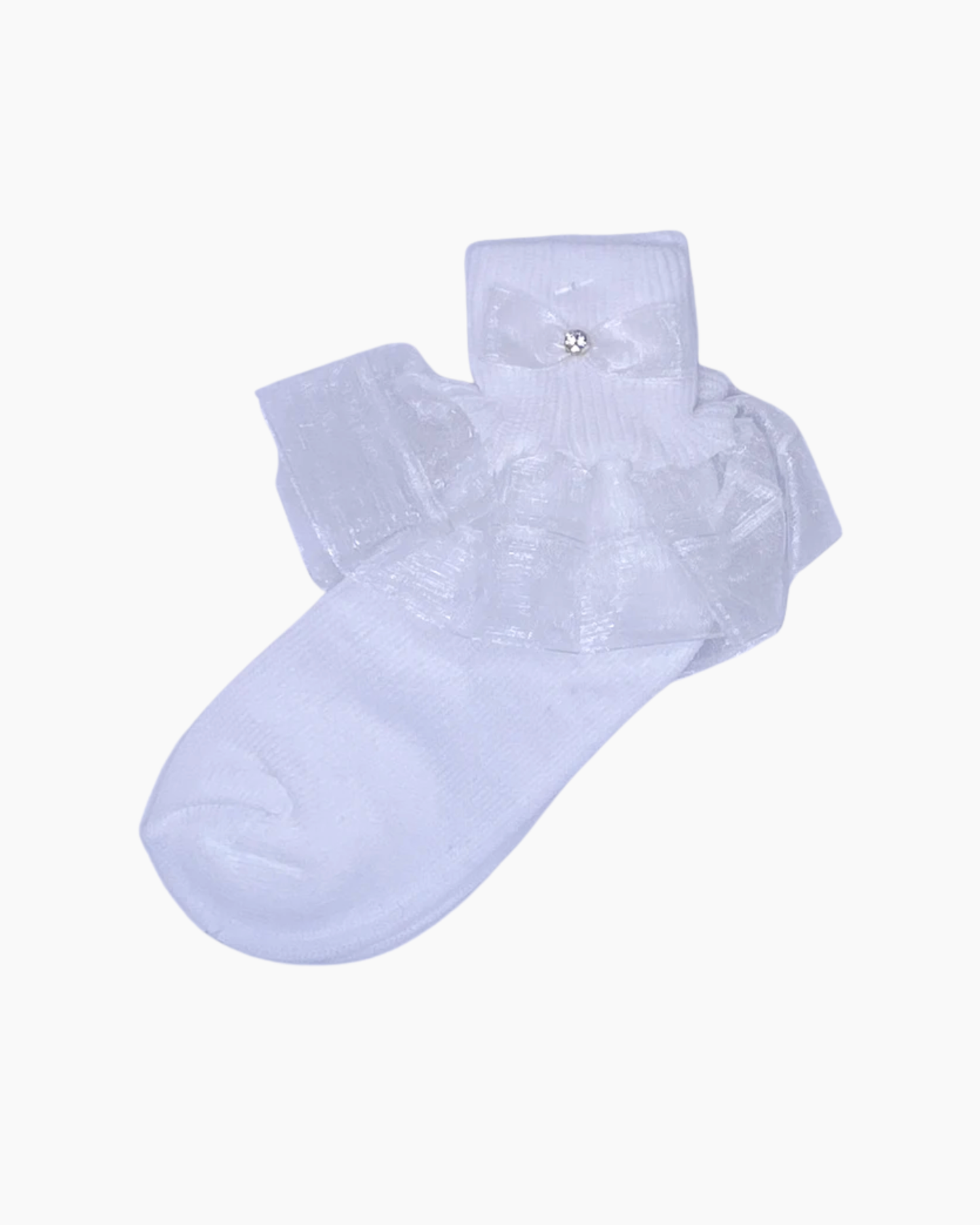 Calceta ceremonia blanca con olan