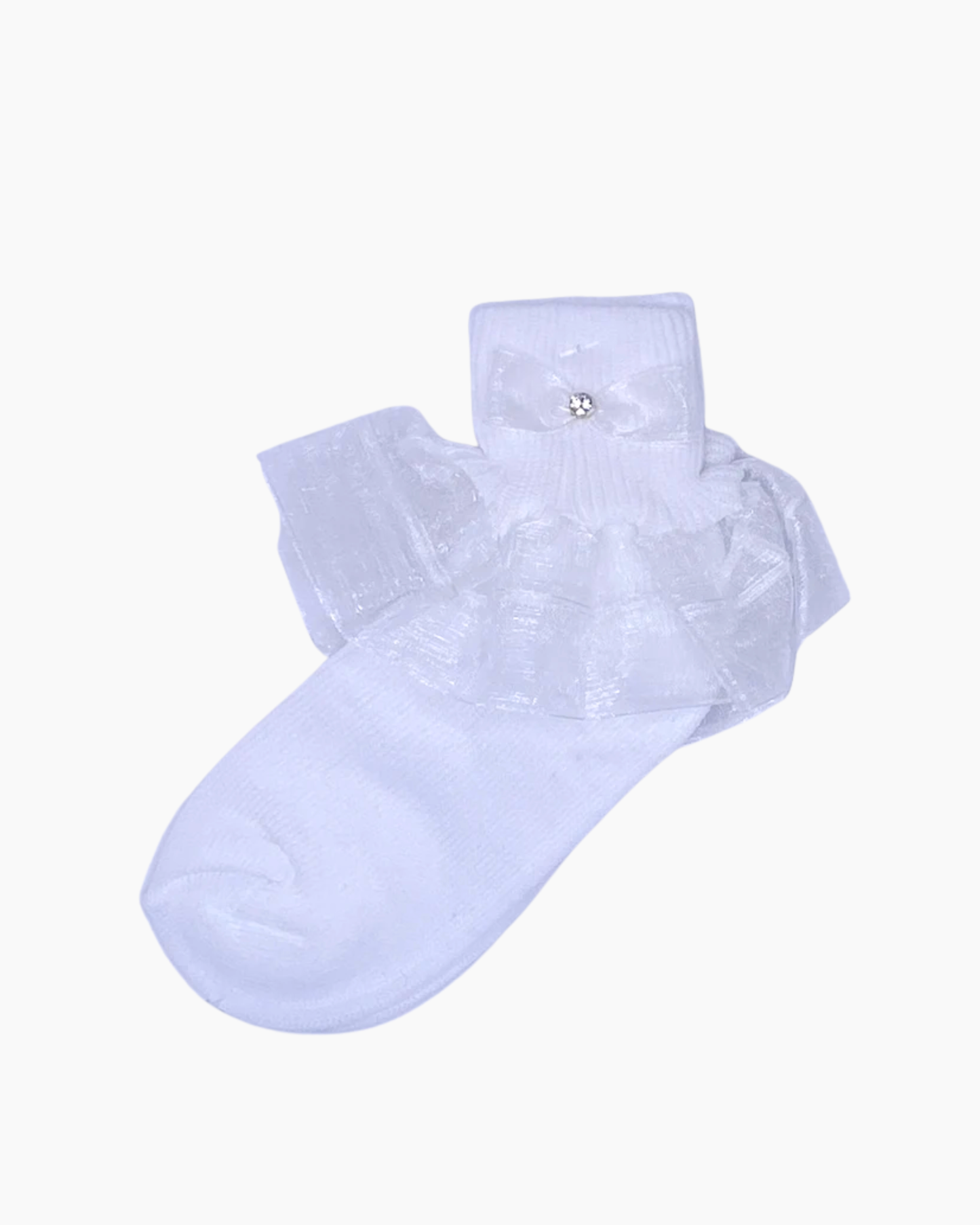 Calceta ceremonia blanca con olan