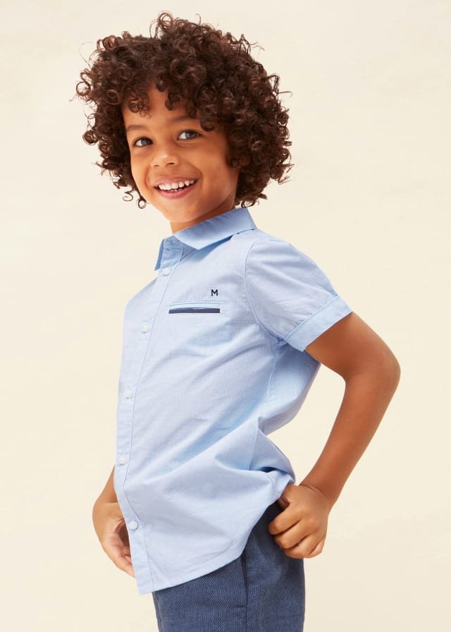camisa manga corta color cielo