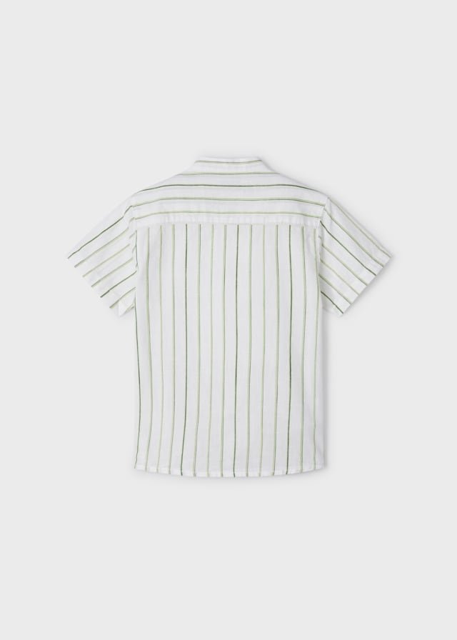 camisa croma blanca rayas verde cuello mao