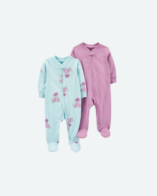 set de 2 mamelucos menta tortuga para niña