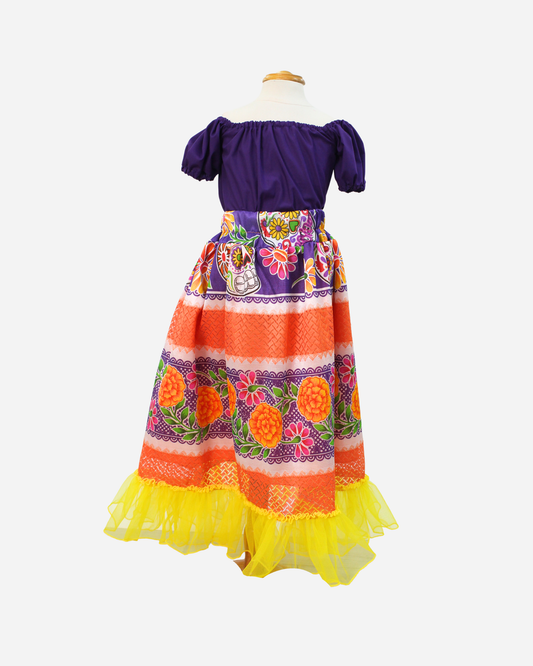 SET CATRINA BLUSA CAMPESINA Y FALDA MOTIVOS DIA DE MUERTOS