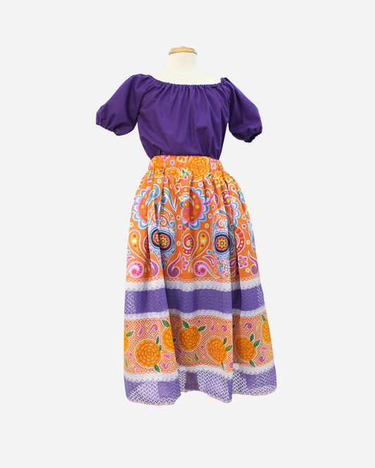 SET CATRINA BLUSA CAMPESINA Y FALDA MOTIVOS DIA DE MUERTOS