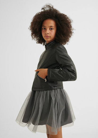 chamarra polipiel negra