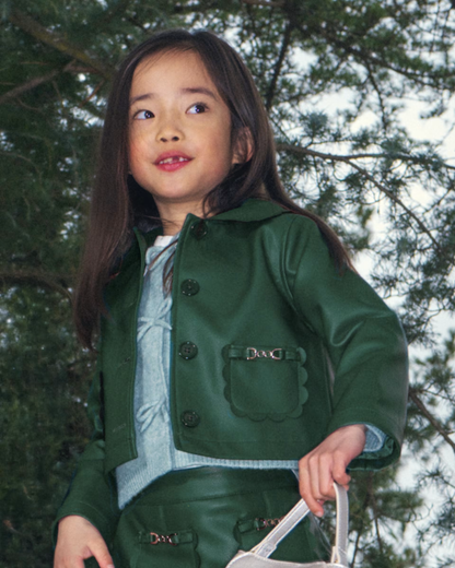Cazadora de polipiel verde botella