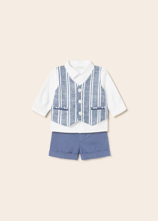 conjunto 2 piezas lino, azul