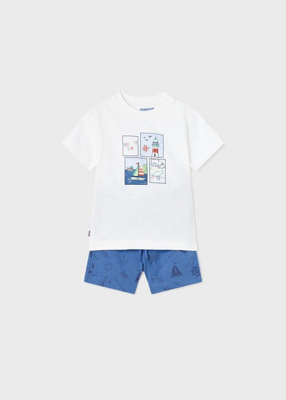 conjunto camiseta y short azul atlántico