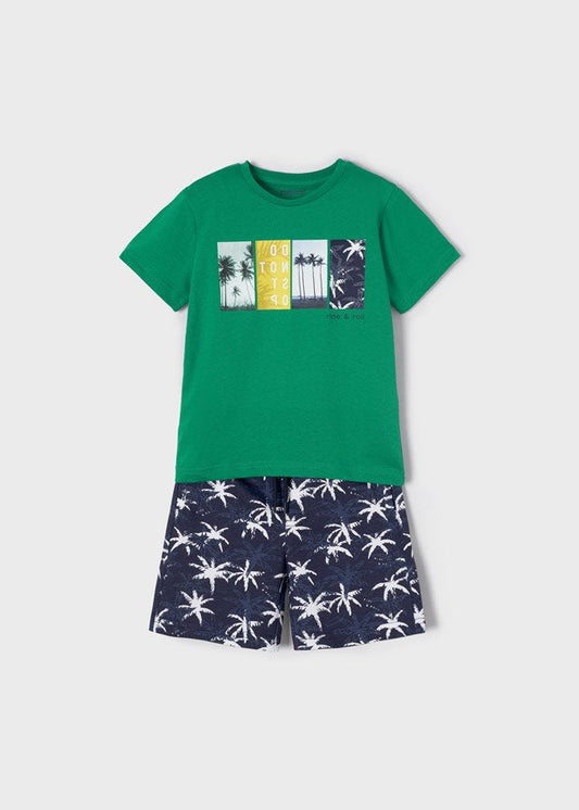 conjunto bermuda punto estampado niño