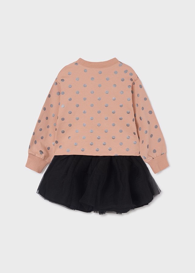 conjunto blusa rosado bolas plata, mayoral. para niña