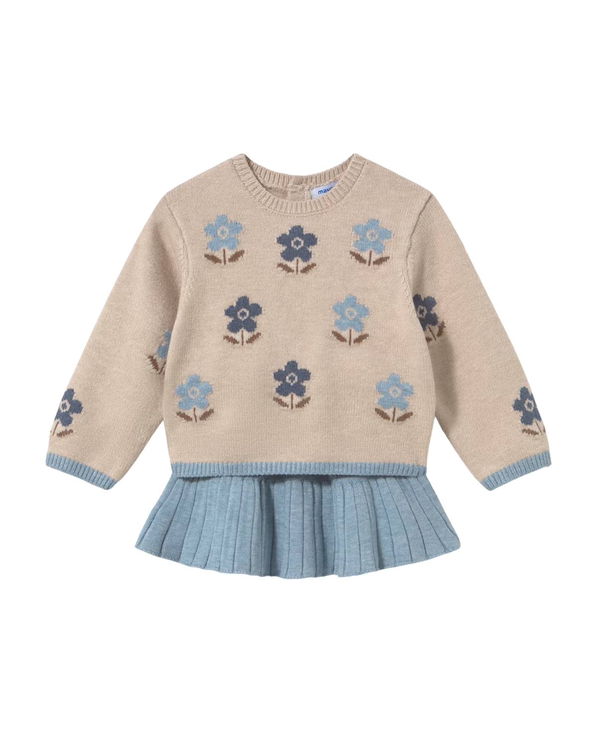 Conjunto falda y jersey intarsia azul colibrí