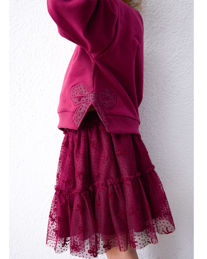 Conjunto falda tul y sudadera framboise