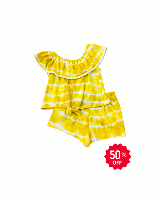 Conjunto tie dye color amarillo, short y blusa