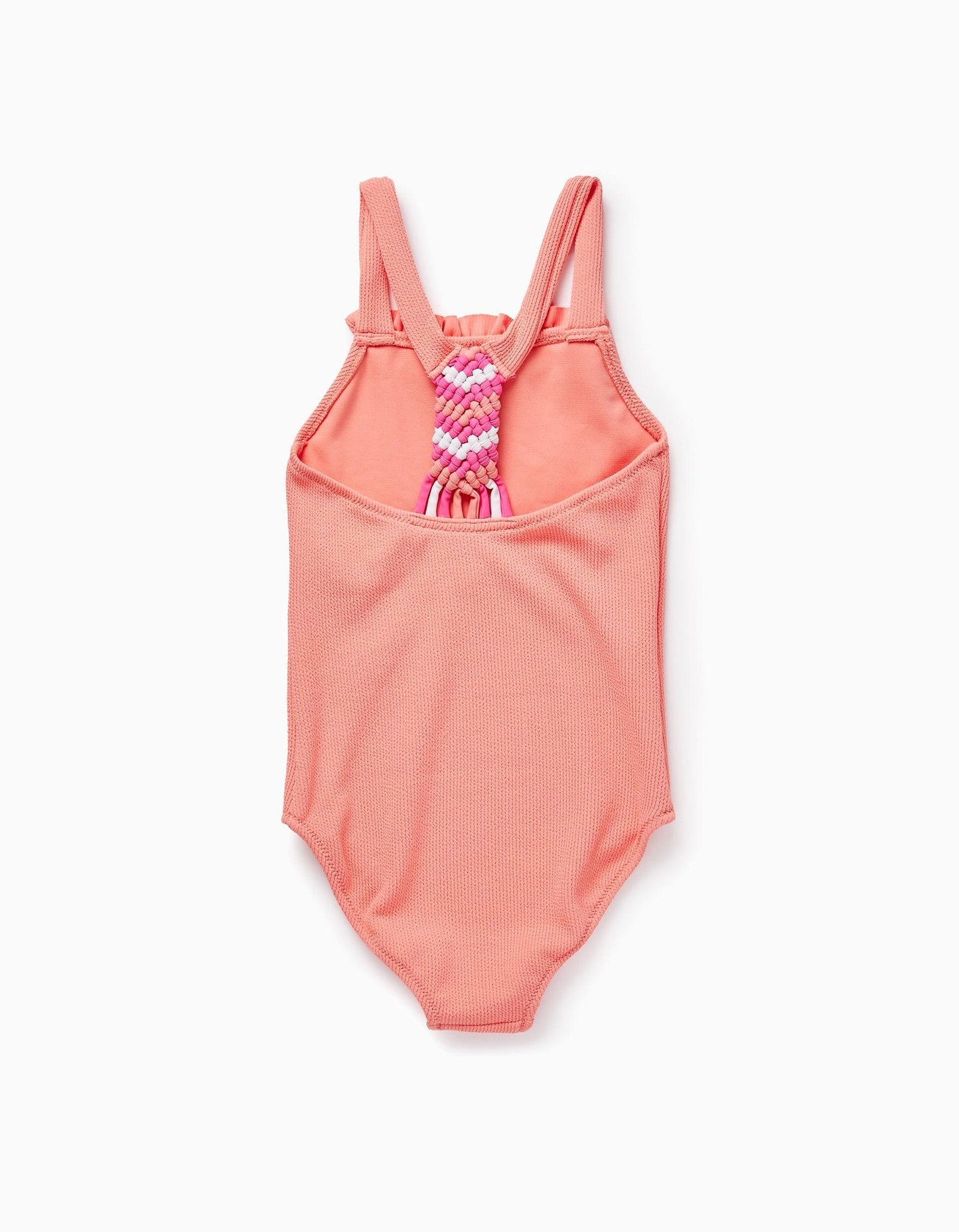 traje de baño una pieza coral, espalda tejida