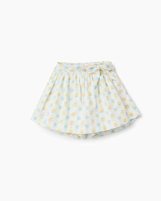 Falda-short de Algodón con Estampado floral para Niña, Multicolor