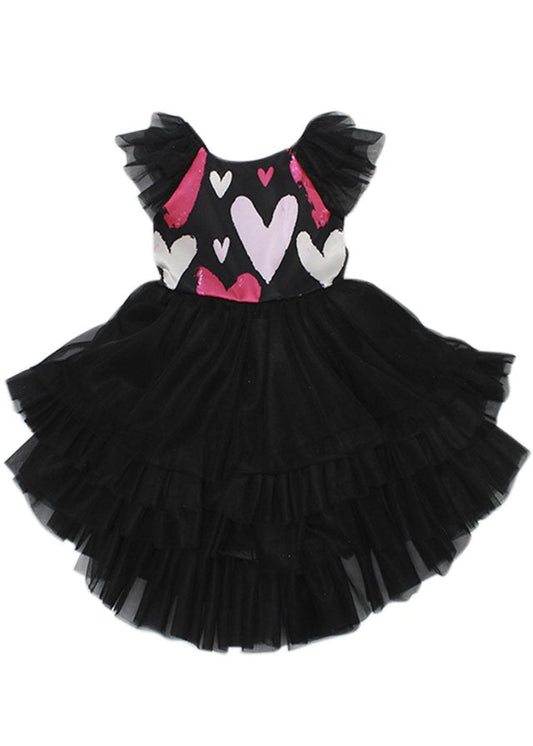 vestido negro con corazones