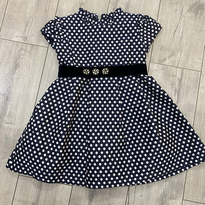 Vestido marino bolitas blancas cinto terciopelo