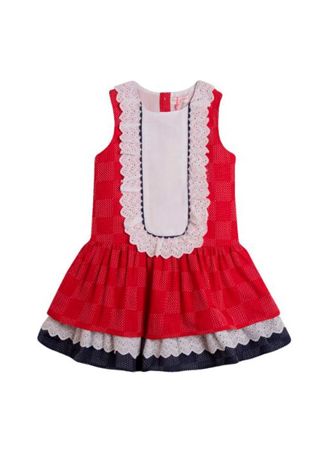 vestido newness, rojo olanes azul y blanco