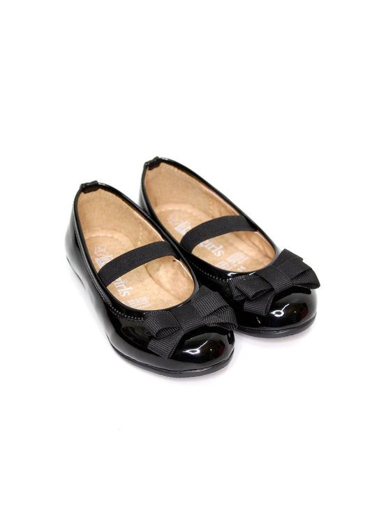 balerina charol negro, moño listón