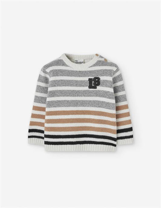 Suéter gris a rayas, bebe