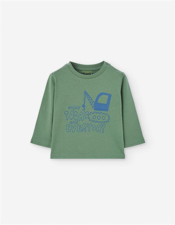 Set overall denim con jersey verde para bebe