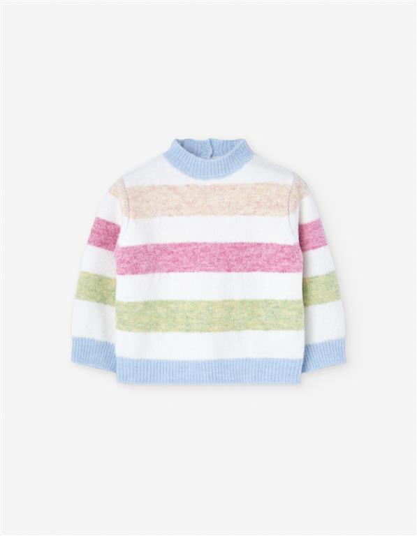 Conjunto falda y jersey a rayas dark pink, para bebe