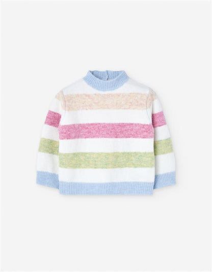 Conjunto falda y jersey a rayas dark pink, para bebe