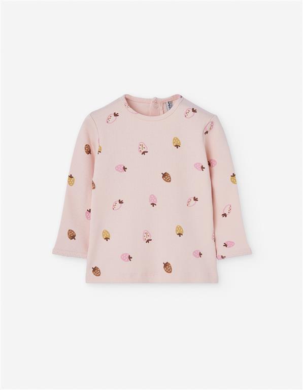 Overall beige con camiseta manga larga para bebe