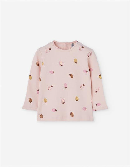 Overall beige con camiseta manga larga para bebe