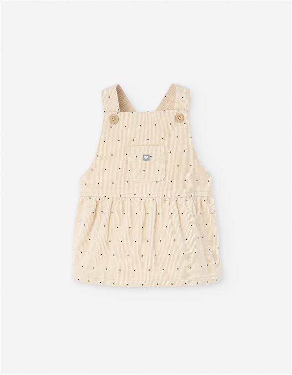 Conjunto vestido de pana beige con jersey para bebe