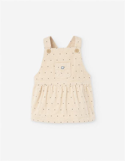 Conjunto vestido de pana beige con jersey para bebe