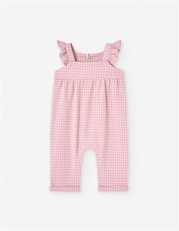 Overall light pink con jersey tejiido para bebe